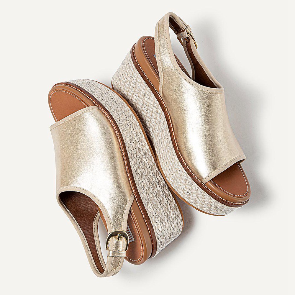 Fitflop Womens Wedge - Eloise Mixed-metallics Back-strap - Gold - 720-VQEODG